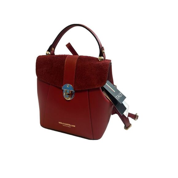 Viola Castelani red ruby leather handbag backpack 548098 made in Italy N… main image 10